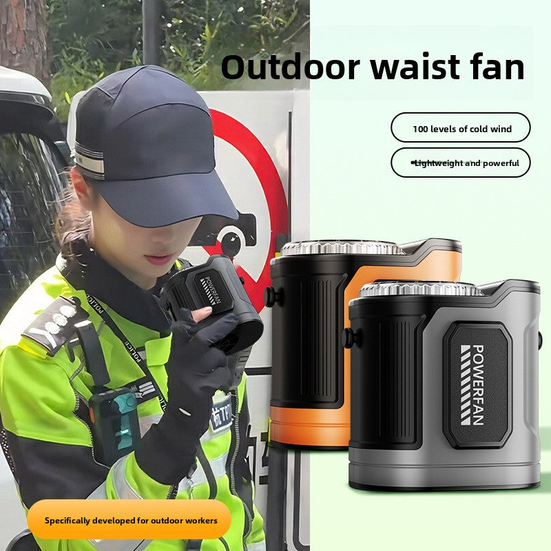 Portable USB Rechargeable Waist Fan with Digital Display